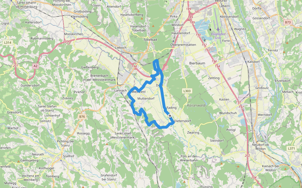 Dobl Rundwanderweg 5 walking route map in Fading