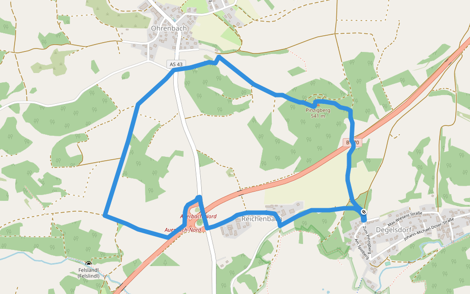 Auerbacher Obstler-Weg walking route map in Auerbach in der Oberpfalz