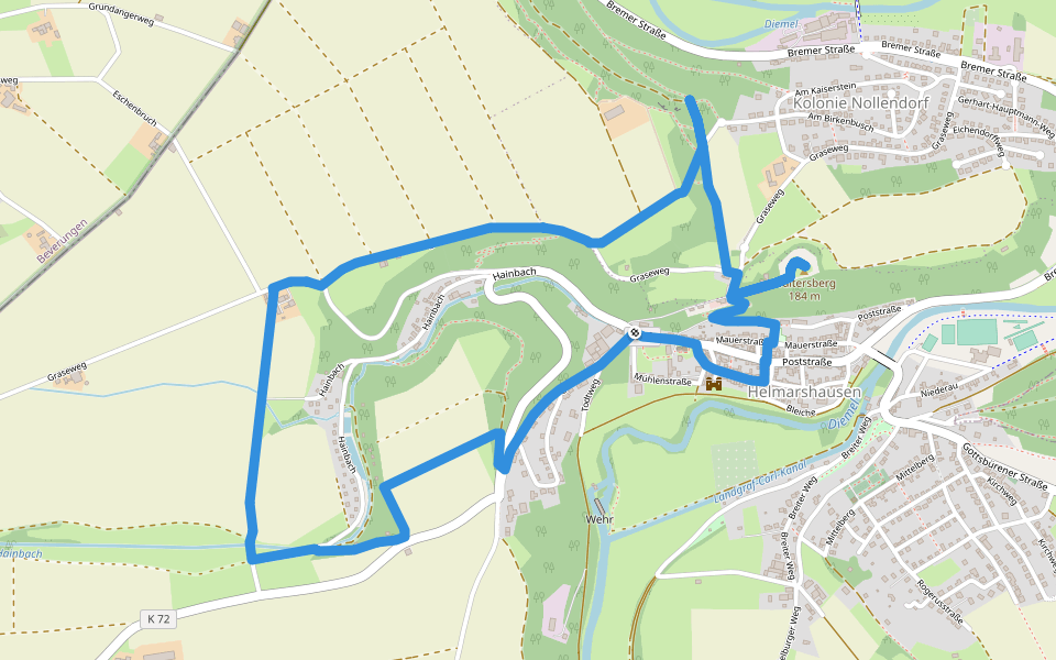 Eco Pfad Archäologie Helmarshausen walking route map in Bad Karlshafen