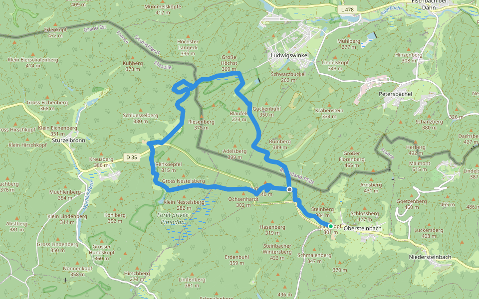 Sentier paysager passe-frontière n°1 walking route map in Obersteinbach