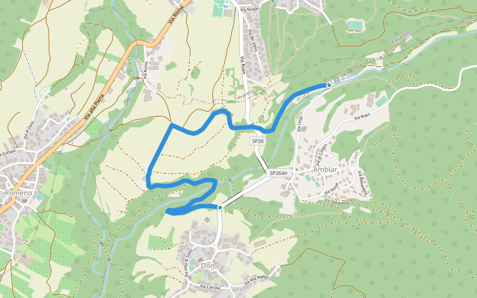 Passeggiata 3 Molini walking route map in Don