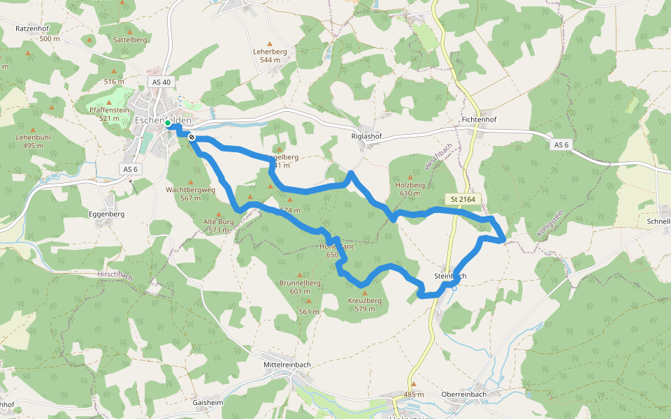 Eschenfelden Rundweg 8 walking route map in Hirschbach