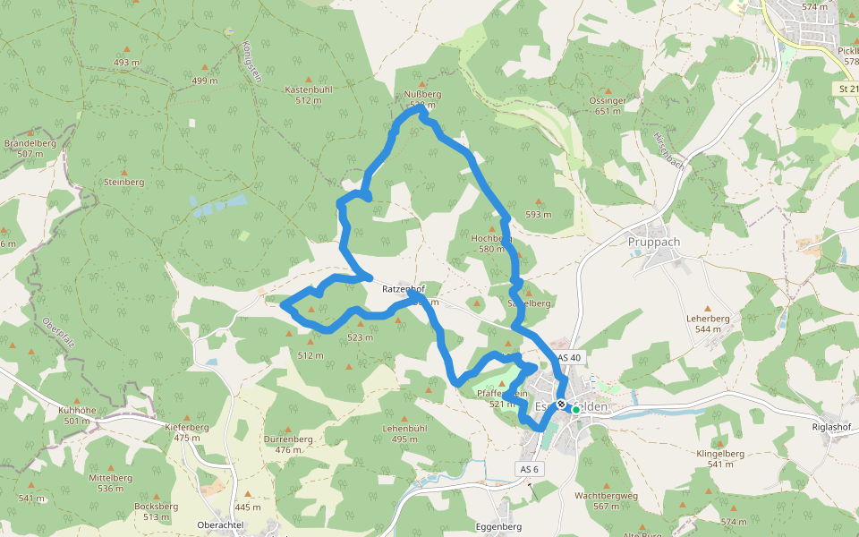 Eschenfelden Rundweg 5 walking route map in Hirschbach