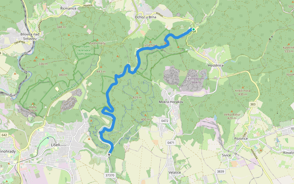 naučná stezka Hády a Údolí Říčky walking route map in Ochoz u Brna