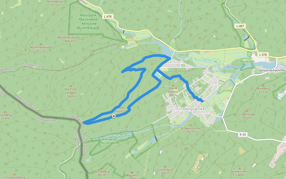 Ludwigswinkel Rundweg 6 walking route map in Ludwigswinkel