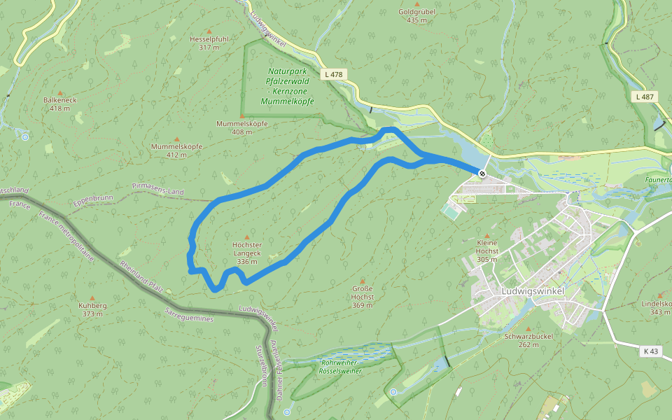Ludwigswinkel Rundweg 7 walking route map in Ludwigswinkel