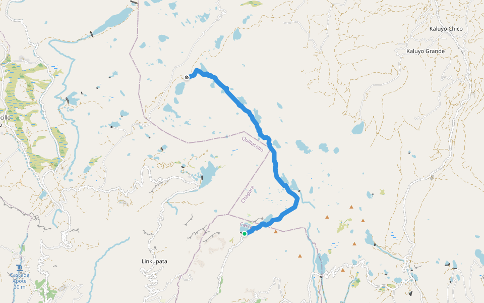 lagunas walking route map in Cochabamba