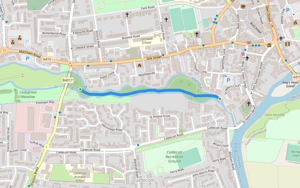 Ock Valley River Walk walking route map in Abingdon