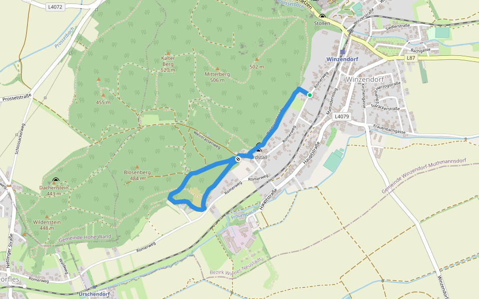 Rund um den Blosenberg walking route map in Winzendorf
