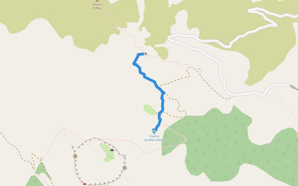 Fuente Mencáfete walking route map in La Frontera
