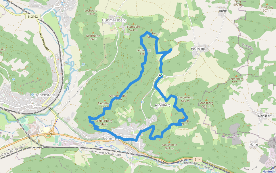 1000hmr Nordkette walking route map in Pommelsbrunn