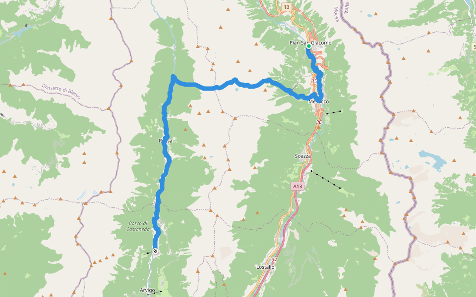 Via Alpina Red R84 walking route map in Mesocco