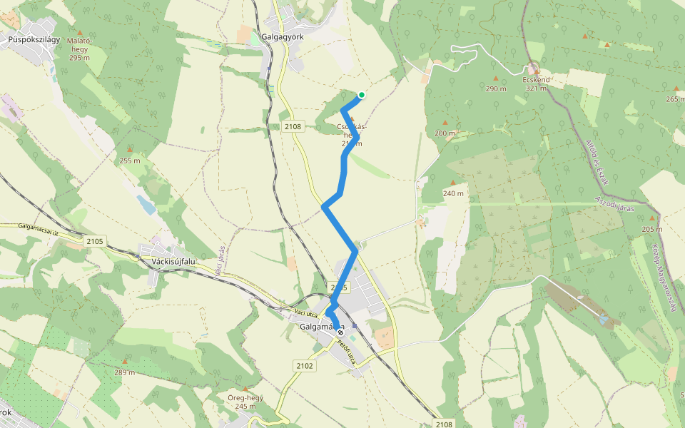 Z+ (Galgamácsa – Galgagyörk) walking route map in Galgagyörk