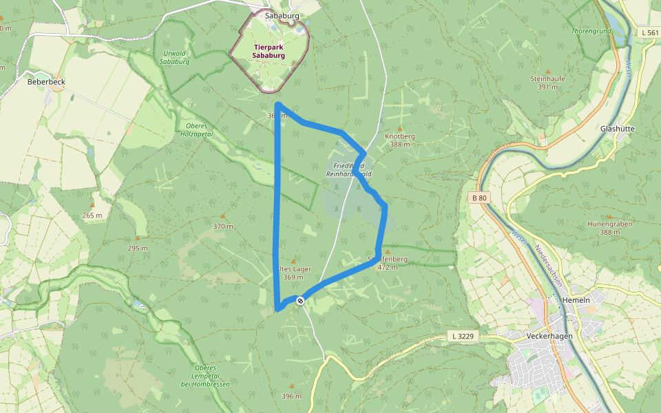 Staufenberg-Runde walking route map in Gutsbezirk Reinhardswald