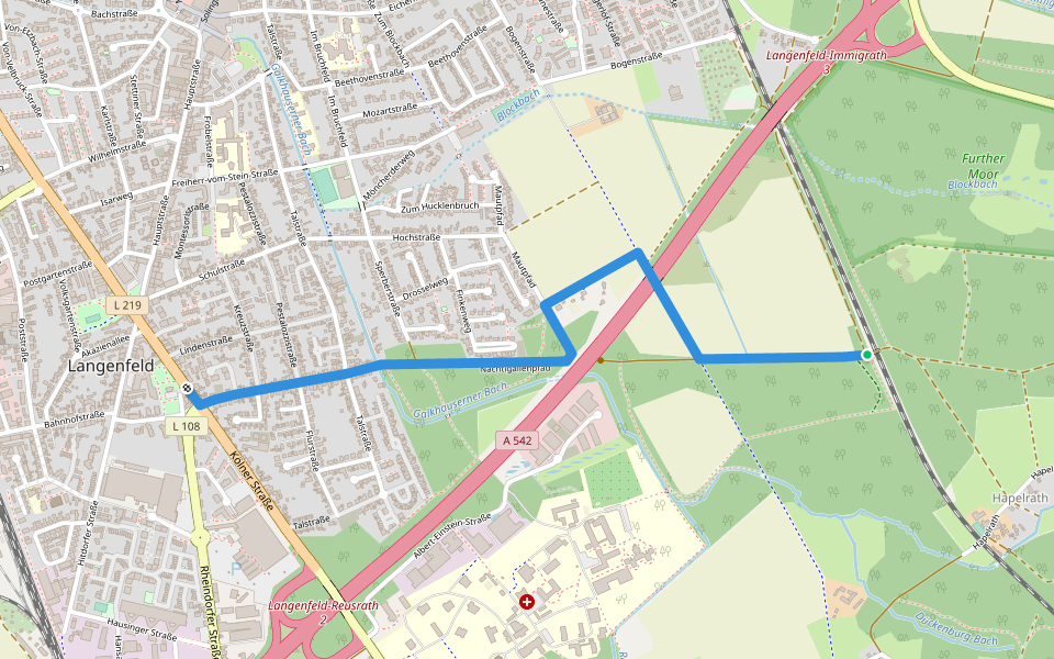 Neanderlandsteig Zuweg Reusrath Nord walking route map in Rödermark
