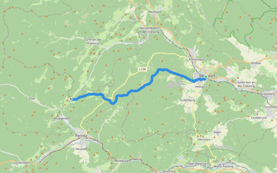 Berndorf - Waxeneck - Naturfreundehaus - Hals - Steinwandklamm walking route map in Berndorf