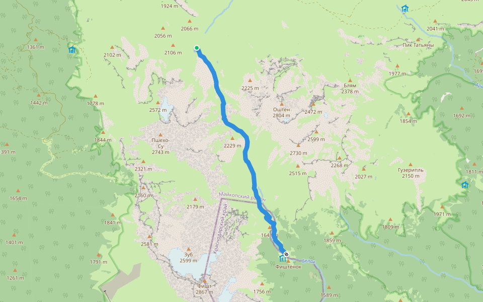 Через Фишт-Оштеновский перевал walking route map in Chigursana