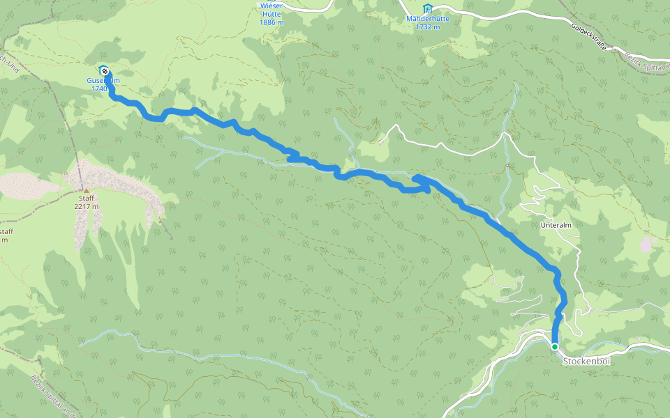 Wanderweg 283 walking route map in Stockenboi