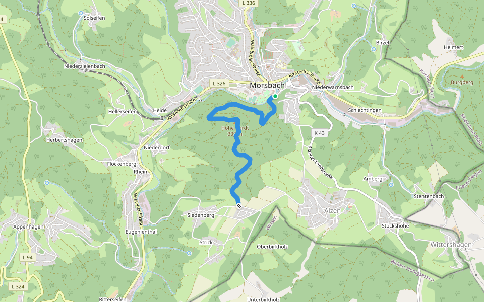 Straße der Arbeit (Morsbach) walking route map in Morsbach