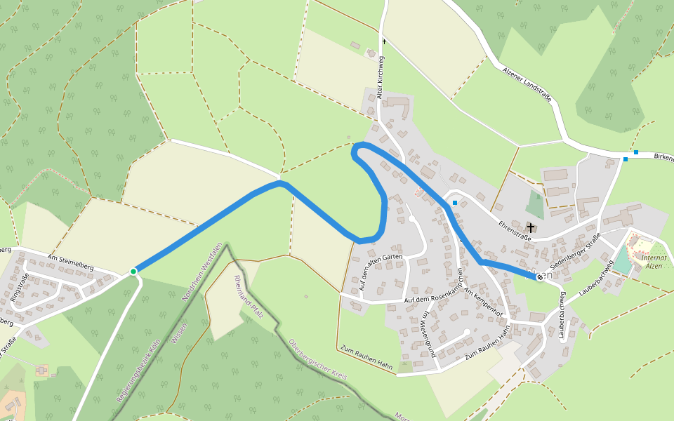 Rundweg B1 (Birken-Honigessen) walking route map in Morsbach