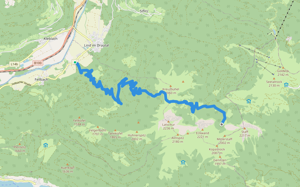 Wanderweg 268 walking route map in Oberallach