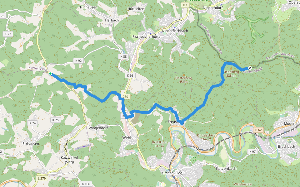 [X11] Lenne-Sieg-Weg [Kirchen] walking route map in Kirchen (Sieg)