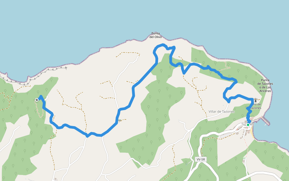 PR-AS 199 Ruta del Azabache walking route map in San Roque