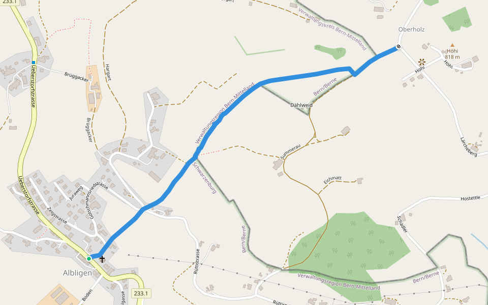 Albligen - Sommerauhöchi walking route map in Schwarzenburg