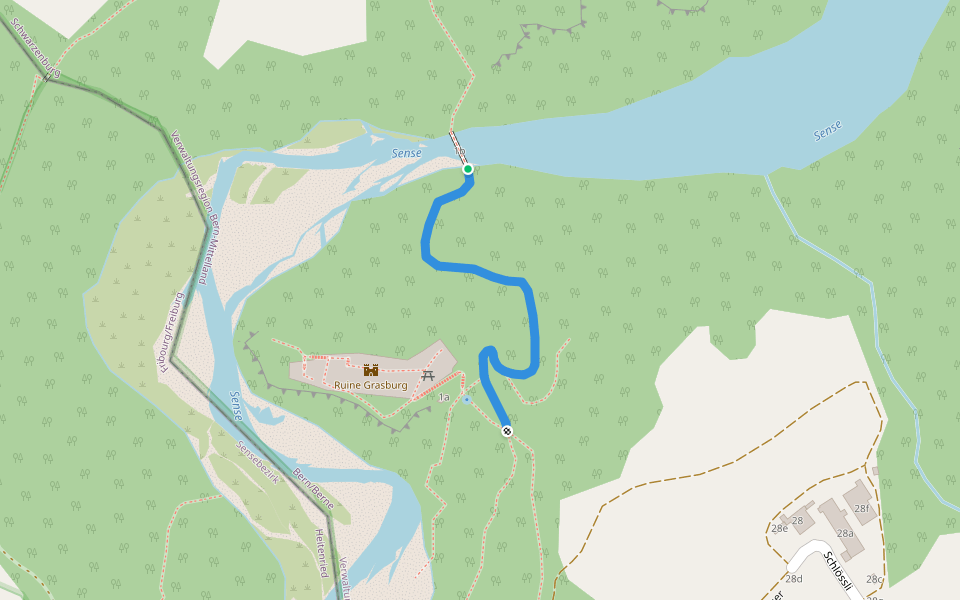 Harrissteg - Ruine Grasburg walking route map in Schwarzenburg