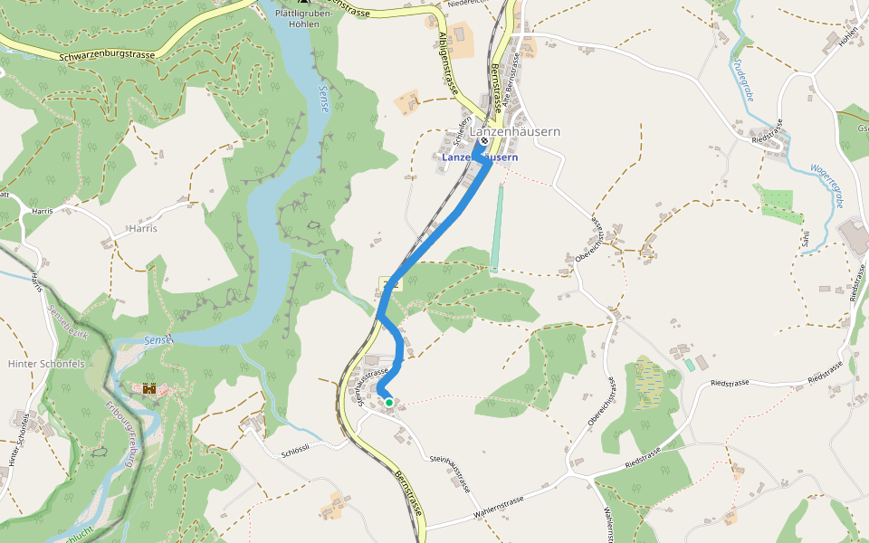 Steinhus - Lanzenhäusern walking route map in Schwarzenburg