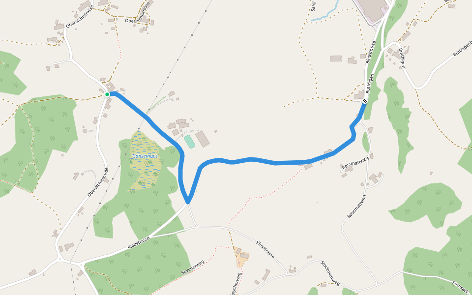 Obereichi - Ried walking route map in Schwarzenburg