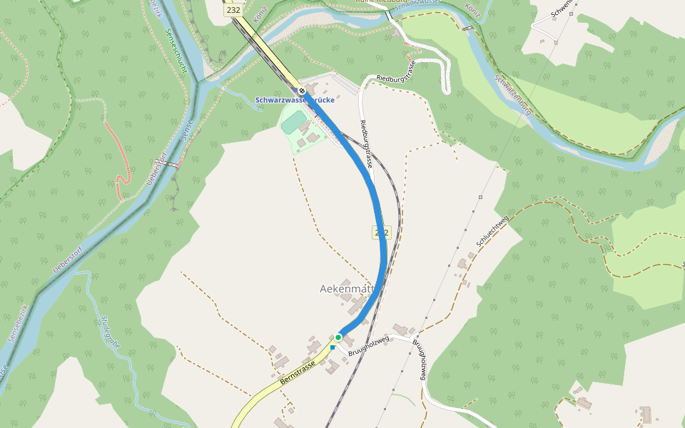 Aeckenmatt - Schwarzwasserbrücke walking route map in Schwarzenburg