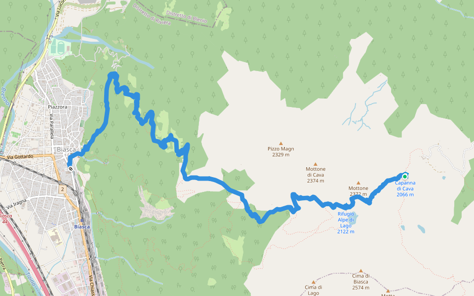 Via Alpina Red R86 walking route map in Biasca