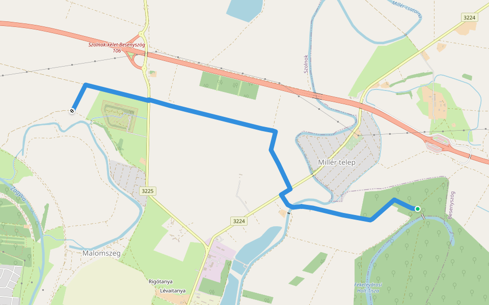 P+ (P – S, Holt-Zagyva) walking route map in Besenyszög