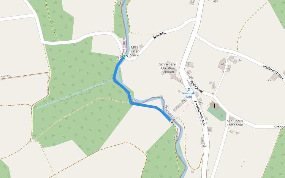 Ferenbalm/Sägerei - Ferenbalm/Bibere walking route map in Ferenbalm