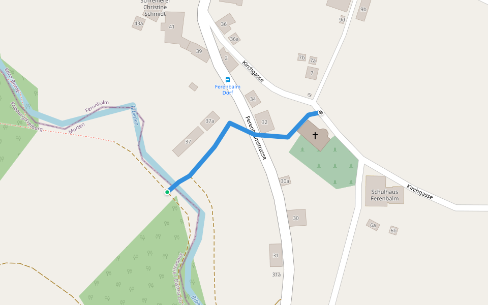 Ferenbalm/Bibere - Ferenbalm Kirche walking route map in Ferenbalm
