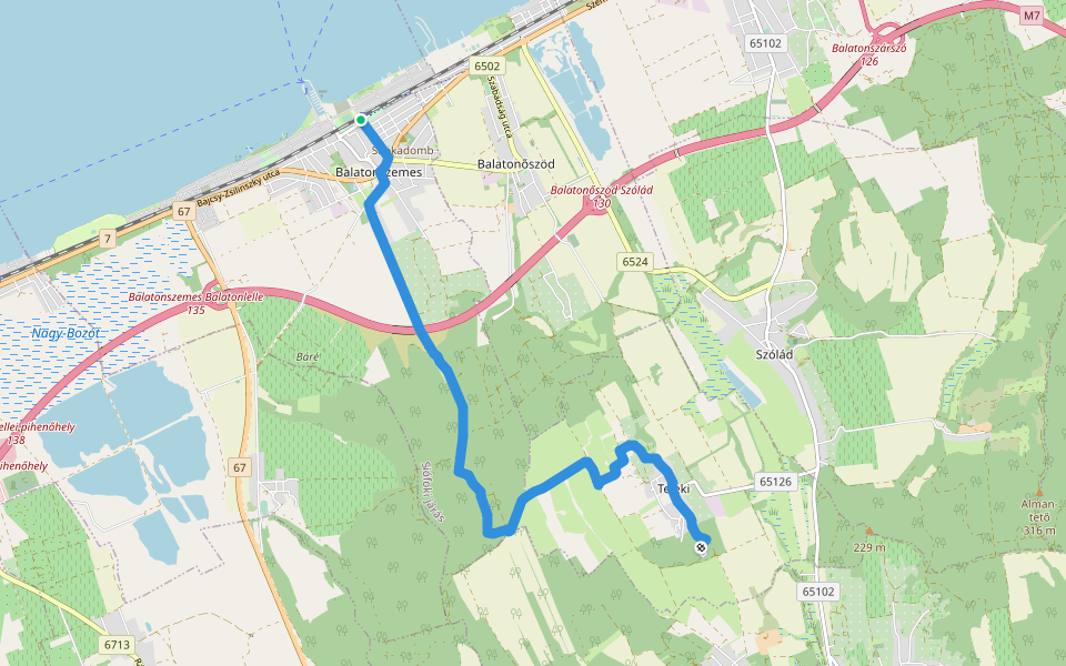S (Balatonszemes, vá. – Teleki) walking route map in Balatonszemes