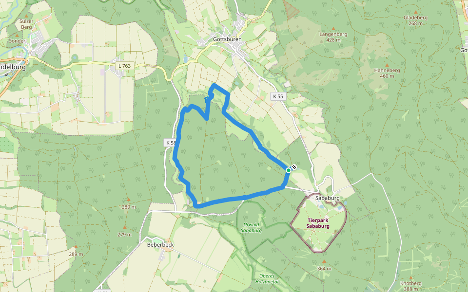 Donnebachrundweg (2) walking route map in Hofgeismar