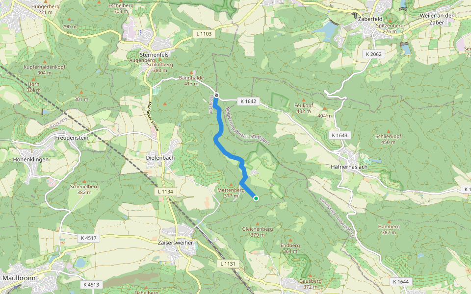 Blauer Punkt, Füllmenbacher Hof - Kanzelbuche walking route map in Sternenfels