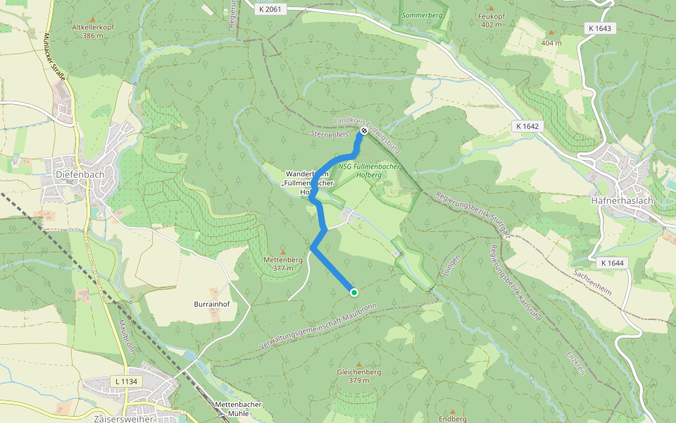 Blauer Punkt, Füllmenbacher Hof walking route map in Sternenfels