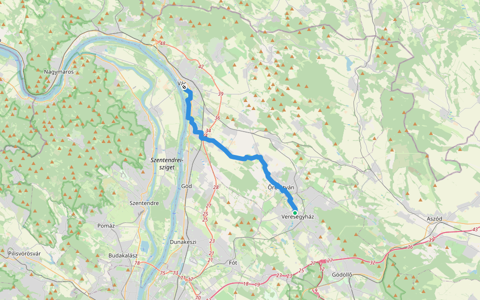 PM, Mária-út, M05-23 (Vác – Veresegyház) walking route map in Veresegyház