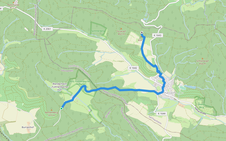 Blauer Punkt, Füllmenbacher Hof - Häfnerhaslach - Rennweg walking route map in Sternenfels