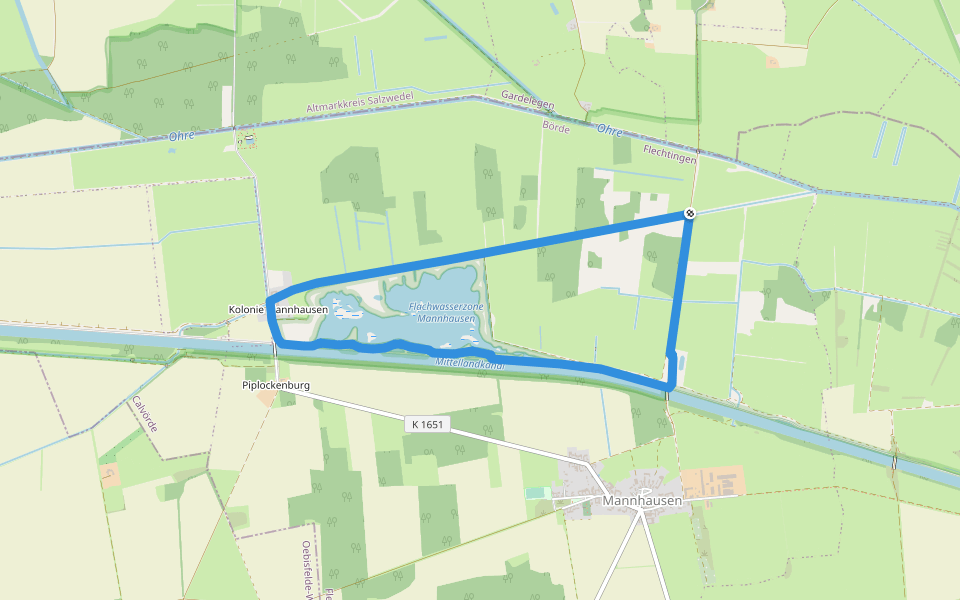 Wanderweg Mannhausen (klein) walking route map in Calvörde