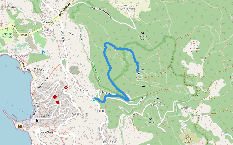 Catene - Canale di Redarca – M. Branzi – C. Branzi walking route map in Lerici
