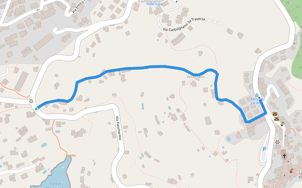 Maralunga - La Serra walking route map in Lerici