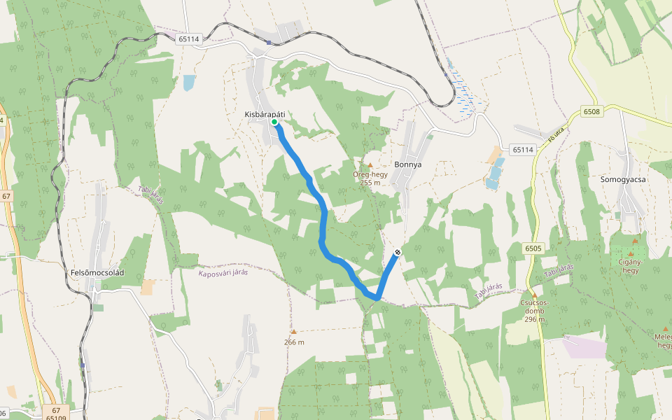 S▲ (Kisbárapáti, Marinka utca – Bonnya, kereszt) walking route map in Kisbárapáti