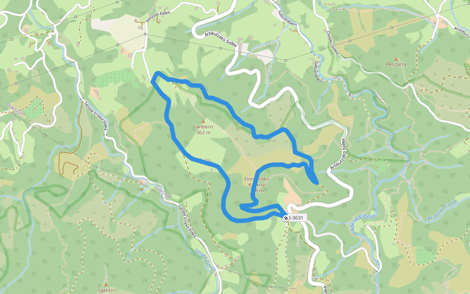 SL-GI 1004 Elorrietako kaskoa walking route map in Oiartzun
