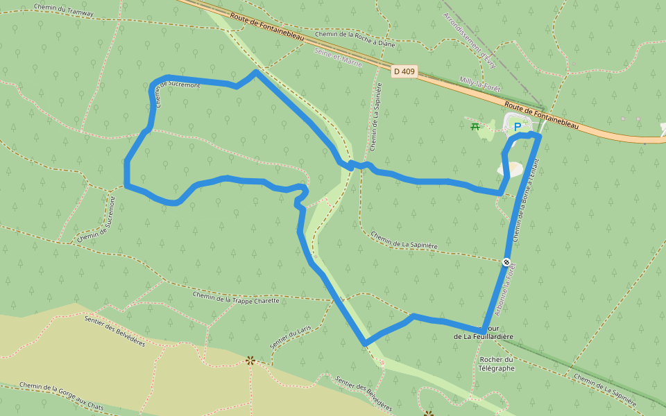 Promenade de Sucremont walking route map in Noisy-sur-École