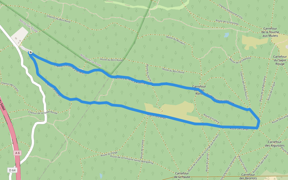 Promenade de la Gorge aux Archers walking route map in Noisy-sur-École