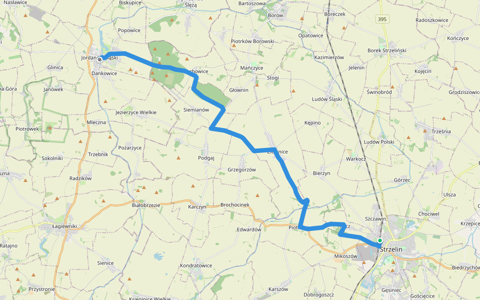 Strzelin PKP - Jordanów Śl. walking route map in Strzelin